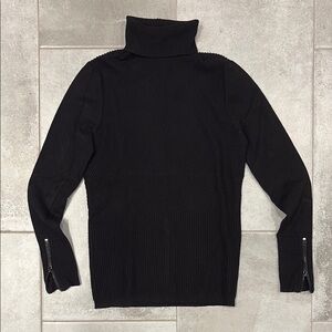 White House Black Market Ribbed Black Turtleneck Sweater